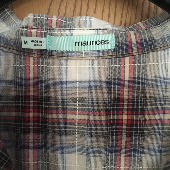 Tie front button up plaid top - Picture 3 of 3